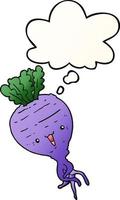 cartoon turnip and thought bubble in smooth gradient style vector