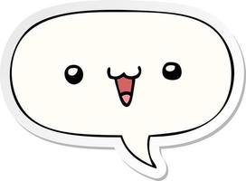 cute happy face cartoon and speech bubble sticker vector