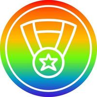 medalla de premio circular en el espectro del arco iris vector