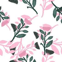 Contemporary flower seamless pattern. Elegant botanical floral wallpaper. Abstract plants endless ornament. vector