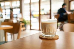 dirty coffee glass in coffee shop photo