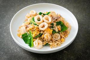 Fried rice with squid or octopus photo