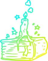 cold gradient line drawing spooky spellbook with dribbling candle vector