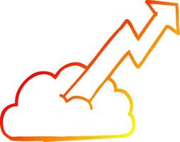 línea de gradiente cálido dibujo flecha de crecimiento empresarial de dibujos animados vector