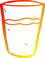 dibujo de línea de gradiente cálido vaso de agua de dibujos animados vector