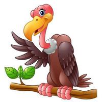 Cartoon Vulture on a tree branch vector