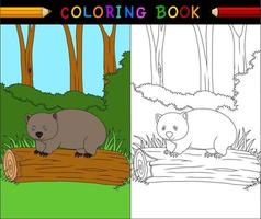 libro para colorear de dibujos animados wombat vector