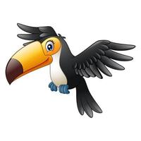 Cartoon funny toucan flying vector