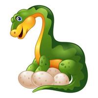 Cartoon dinosaur with egg vector