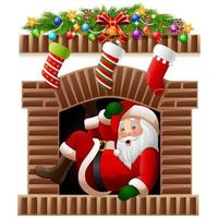 Santa Claus in the fireplace vector