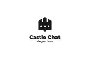 idea de ilustración de diseño de vector de logotipo de burbuja de chat de castillo plano