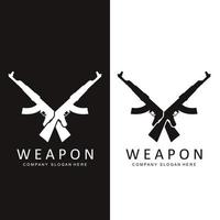 icono de vector de logotipo de arma automática. armas de batalla pistolas, rifles. ilustración militar y de armas