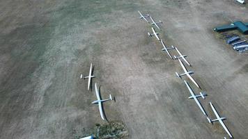Glider's Airport in the field, High Angle Footage of Drone's Camera. Beautiful Aerial Landscape view of Dunstable Downs England Great Britain photo