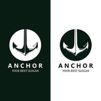 vector de icono de logotipo de ancla de barco, puerto, ilustración de diseño retro