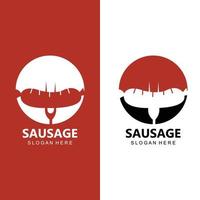 grilled sausage vector design retro cool food logo
