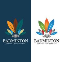 vector de icono de logotipo de bádminton, jugador deportivo, usando raqueta, concepto retro premium