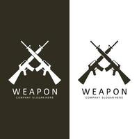 icono de vector de logotipo de arma automática. armas de batalla pistolas, rifles. ilustración militar y de armas