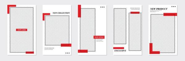 diseño minimalista de plantilla de historias de redes sociales rojas vector