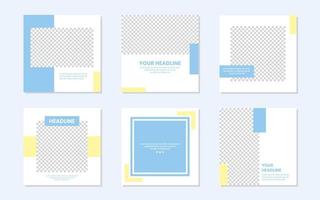 Cute Blue Yellow Social Media Post Template Design vector