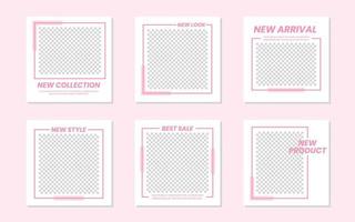 diseño de plantilla de feeds de redes sociales rosa minimalista vector