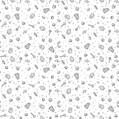 Seamless candy pattern. Sweets and candy background. Doodle vector illustration with sweets and candy icons