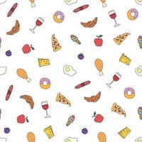 Seamless food pattern. Doodle food background. Food illustration vector