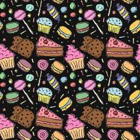 Seamless candy pattern. Sweets and candy background. Doodle vector illustration with sweets and candy icons