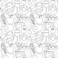 Seamless food pattern. Doodle food background. Food illustration vector