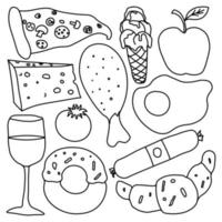 Cartoon food icons. Vector food background