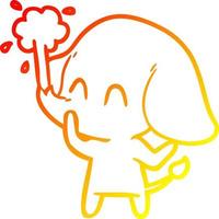 warm gradient line drawing cute cartoon elephant spouting water vector