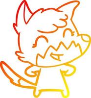 warm gradient line drawing happy cartoon fox vector