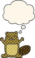 cartoon beaver and thought bubble in comic book style vector