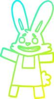 cold gradient line drawing cartoon smiling rabbit vector