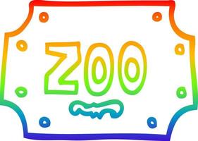 rainbow gradient line drawing cartoon zoo sign vector