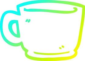 taza de té de dibujos animados de dibujo de línea de gradiente frío vector
