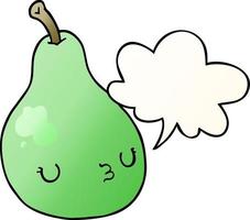 cartoon pear and speech bubble in smooth gradient style vector