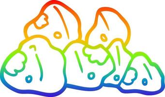 rainbow gradient line drawing cartoon boulders vector