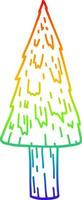 rainbow gradient line drawing cartoon christmas tree vector