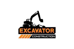 Excavator logo template vector. Heavy equipment logo vector for construction company. Creative excavator illustration for logo template.