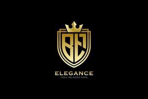 initial BT elegant luxury monogram logo or badge template with scrolls and royal crown - perfect for luxurious branding projects vector