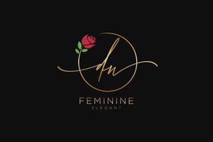 initial DW Feminine logo beauty monogram and elegant logo design, handwriting logo of initial signature, wedding, fashion, floral and botanical with creative template. vector