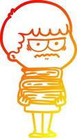 warm gradient line drawing cartoon annoyed man vector