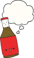 botella de cerveza de dibujos animados y burbuja de pensamiento vector