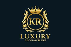 Initial KR Letter Royal Luxury Logo template in vector art for luxurious branding projects and other vector illustration.