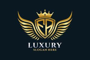 Luxury royal wing Letter FA crest Gold color Logo vector, Victory logo, crest logo, wing logo, vector logo template.