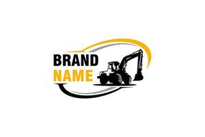 Excavator logo template vector. Heavy equipment logo vector for construction company. Creative excavator illustration for logo template.