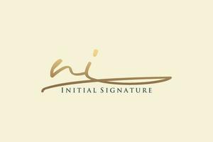 Initial NI Letter Signature Logo Template elegant design logo. Hand drawn Calligraphy lettering Vector illustration.