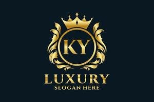 Initial KY Letter Royal Luxury Logo template in vector art for luxurious branding projects and other vector illustration.