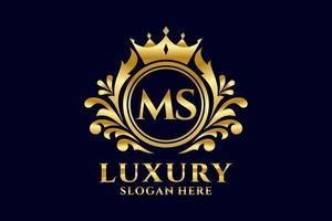 Initial MS Letter Royal Luxury Logo template in vector art for luxurious branding projects and other vector illustration.