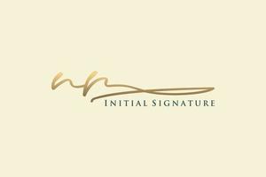 Initial NR Letter Signature Logo Template elegant design logo. Hand drawn Calligraphy lettering Vector illustration.